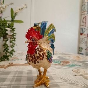 Vintage jewelry trinket box rooster